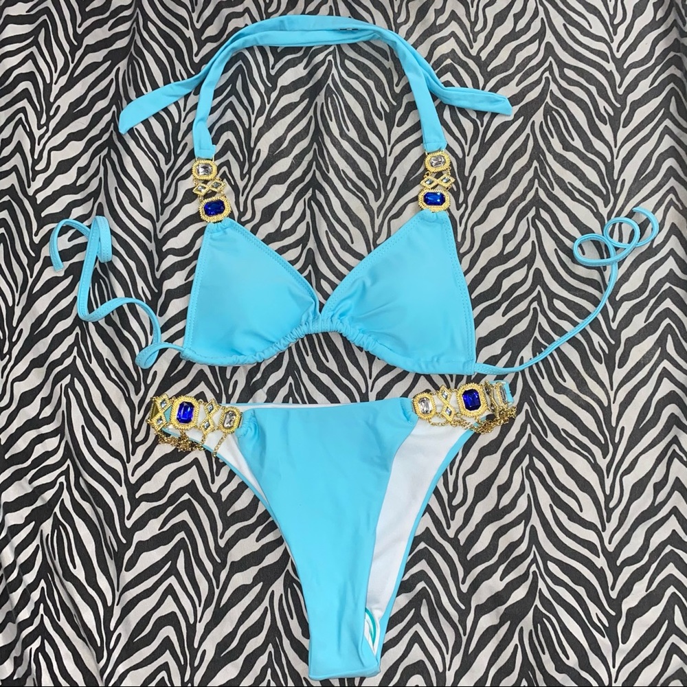 🖤halter bikini set with rhinestones - Picture 2 of 6